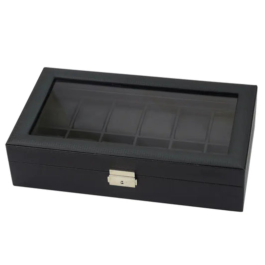 Caja para Relojes de Fibra de Carbono para 12 Relojes con Cuero PU